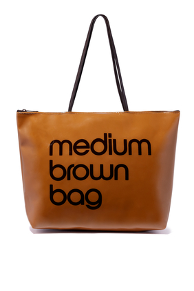 Medium Zip Top Brown Tote Bag